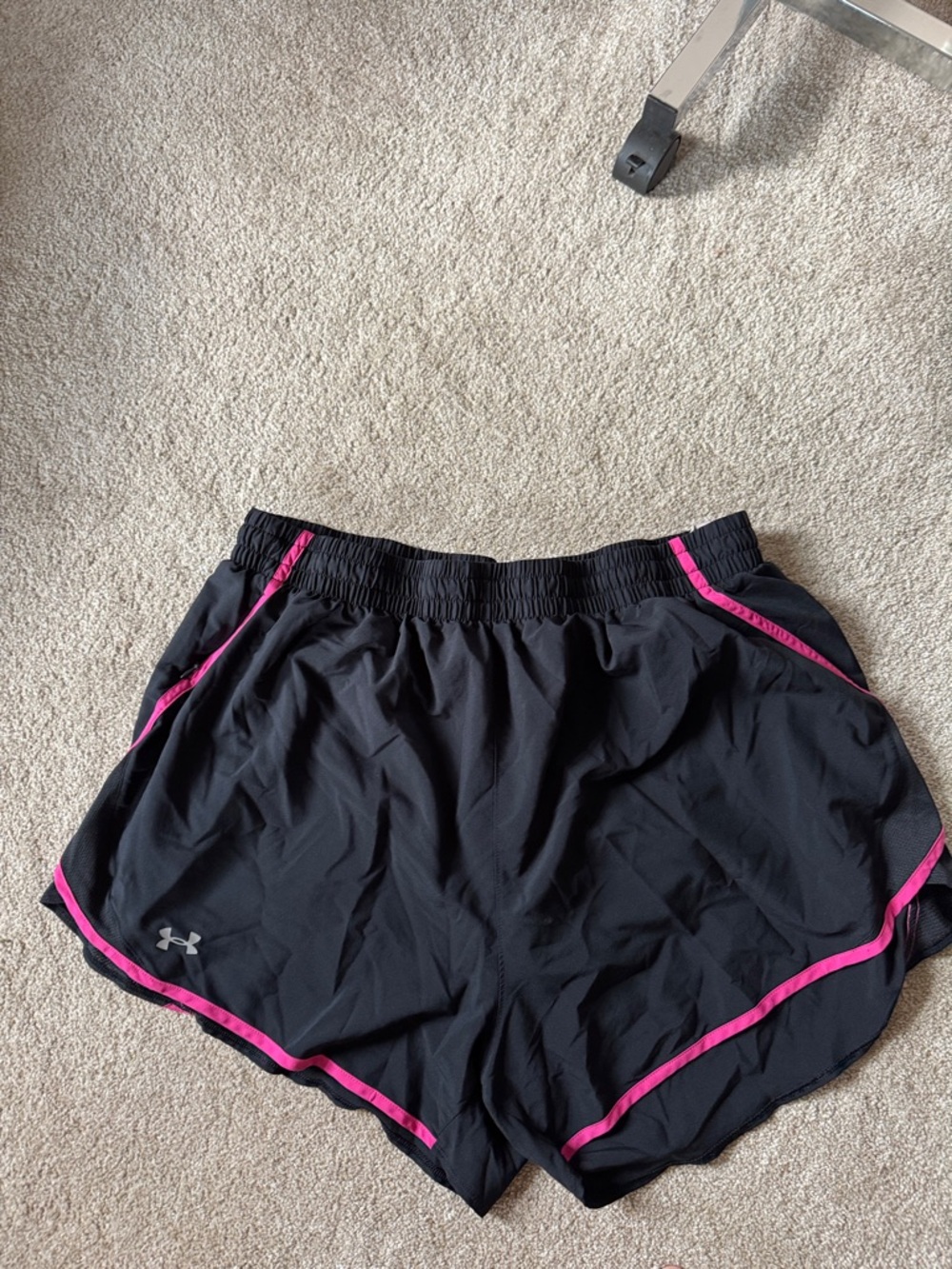 Under Armour Women’s Black Dri Fit Athletic Shorts with Pink Piping